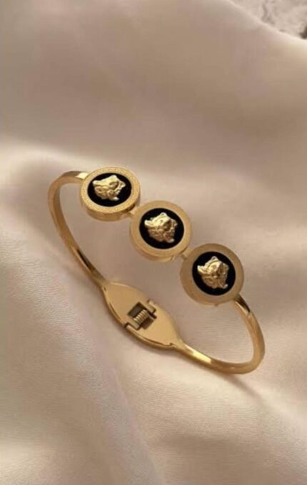 Roman Numeral and Stone Studded 18K Gold Plated Bracelet