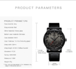 Carlien New 3D Engraved Wolf Dial Quartz Watch for Men Big Face Sport Leather Casual Wristwatch