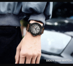 Carlien New 3D Engraved Wolf Dial Quartz Watch for Men Big Face Sport Leather Casual Wristwatch